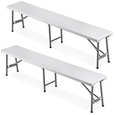2PCS 6ft Foldable Plastic Bench Portable Outdoor Seating for Picnic with Handle  picture