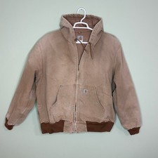 Vintage Carhartt J131 Active Jacket 2XL USA Brown Duck Canvas Hooded Workwear picture