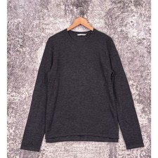 New Vince Sweater Medium Mens Wool Crewneck Double Layer Waffle Knit Gray picture