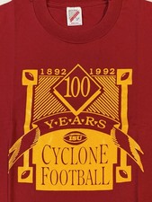 VTG 1992 Iowa State Cyclones Football 100 Years Graphic T-Shirt Size Large 90s picture