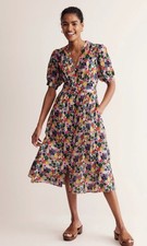 Boden Elsa Crinkle Midi Tea Dress  UK 6 R Multi Paintbox Ditsy picture