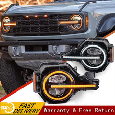 White/Yellow DRL LED Headlight For 2021-2026 Ford Bronco Raptor w/ Animation picture