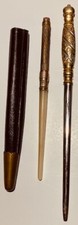 1900's German fountain pen/letter opener/sheath, gold, slvr, pearl picture