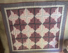 Antique 1950s Log Cabin Block Quilt picture