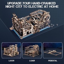 ROKR 3D Puzzle Wood Spaceport Marble Night City with Linkage Model Gift Adults picture