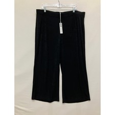 New Chico's Travelers Crop Pants size XL/3 Black Wide Leg Pull On Slinky Knit picture