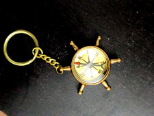 Nautical Wheel Keychain Compass Vintage Antique Style Brass Pocket Compass Gift picture