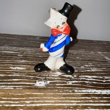 RARE Vintage Artmark Candy Cane Snowman Ceramic Ornament Japan ☃️ 💙🍬❤️ 🎩 picture