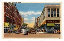Fall River Massachusetts 1940s Main Street Kresge Standard Postcard picture