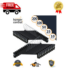 Hanger Central 100 Pack Black Plastic Pants And Skirt Hangers 12 inch picture