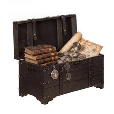 Distressed Black Medium Wooden Storage Trunk picture
