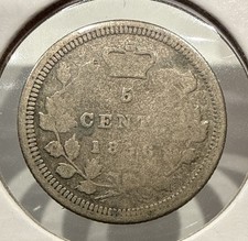 1858 5 Cents Canada Silver 5C Coin Queen Victoria Silver Nickel (F423) picture