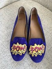 Rare J.Crew x Stubbs & Wootton Pop Art Suede Loafers Double POW Edition Size 9  picture