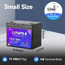 24V 50Ah LiFePO4 Battery Pack 50A BMS for RV Marine Solar Off Grid Applications picture