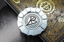 NEW HiTex Ben Krein - Light Blue Ano Ti/ Hammered Patina Brass Inlay Poker Chip picture