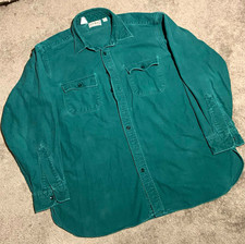 Vintage LL Bean Chamois Cloth Shirt Sz Tall 17 1/2 Green Outdoors Flannel USA picture
