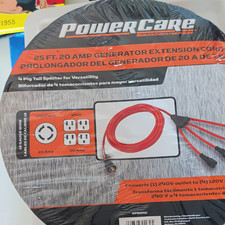 Power Care Heavy Duty 25 ft 20A Generator Extension Cord 4 Outlet Orange picture