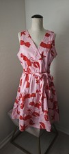 NWT J.Crew Pink Lobster Starfish Tiered Faux-Wrap Dress Midi Sz 10 Nautical picture