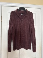 Women’s Croft & Barrow Mauve Zip Collar Cable Knit Sweater Size Large picture