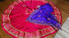Handmade Women's Lehenga Choli Set Multicolor Embroidered Cotton Chiffon OS picture