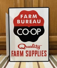 CO-OP Sign Quality Farm Bureau Supplies Double Sided Vintage Style Wall Decor picture