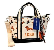 Aéropostale AERO Dachshund Dog Print Satchel Top Handle Zip w/ Crossbody Strap picture