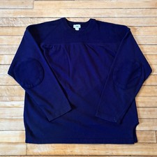 VTG J.Crew Oarsman Sweater Sweatshirt Size L Navy Blue Elbow Pads Made in USA picture
