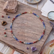 Colorful Assorted Gemstone Healing 7 Chakra Reiki Crystal Beaded Necklace Choker picture