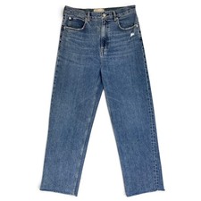 Everlane Way‑High Jean 29 Regular Distressed Vintage Indigo Raw Hem Straight Leg picture