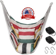 Silla De Hamaca Colgantes Con 2 Cojines Columpio Para Arbol Patio Jardin Camping picture