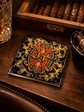 New Arturo Fuente Opus X Logo Cigars Ceramic Coaster Handmade Cork Backing picture
