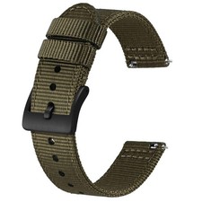 BISONSTRAP Men’s Nylon Watch Bands, Two-Piece 20mm, Army Green (Black Buckle) picture