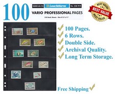 100 Lighthouse Vario 6S Stamp Stock Pages 6 Row Double Side Black Archival Sheet picture