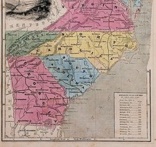 1849 Map GEORGIA - SOUTH CAROLINA  NORTH CAROLINA VIRGINIA Original Railroads picture