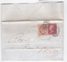 1863 QV 1d RED + 4d RED STAMP PALTE3 ON LIVERPOOL LETTER TO ROYAL BANK EDINBURGH picture