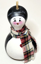 Vtg Hand Painted Gourd Bird Penguin Kitsch Folk Art Decor Signed 12x6 Susie B picture