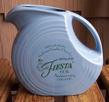 Homer Laughlin FIESTA Blue LARGE DISK PITCHER 60th Anniversary 1996 picture