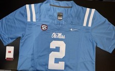 Jaxson Dart 2 Ole Miss Rebels Powder Blue Jersey Stitched FUSE Stitched picture