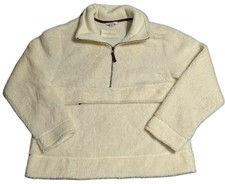 LL Bean Signature Womens Medium Sherpa Fleece Quarter Zip Pullover Cream NWT picture