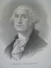 Antique Kurz & Allison ' GEORGE WASHINGTON ' ... 1890s large 28 x 22 IN. LITHO picture