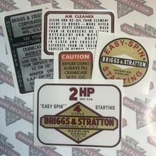 Briggs & Stratton Minibike engine decal 2-hp Easy-Spin 1960s Set of 5 picture