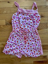 Boden Floral Romper Pink Orange White picture