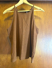 Everlane Brown Hemp Cutaway Organic Cotton Knit Tank Top Medium M NWT apron neck picture