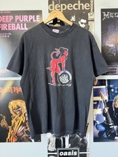 Vintage 90s Poster Pop by Coop Red Devil Girl T-Shirt Men's L Black Tire Wheel picture