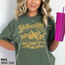 Sleeve Graphic Tee Womens & Mens , 100% Cotton Comfort, Yellowstone Park picture