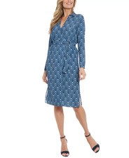 London Times Women's Faux-Wrap Collared Long-Sleeve Dress MSRP $109 picture