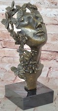Salvador Dali Relaxed Woman With Butterfly 100% Real Bronze Sculpture Statue picture
