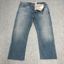 Levis SilverTab True Straight Jeans Mens 36x28 Blue Straight Leg Denim Raw Hem picture