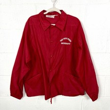 VTG The Ohio State University Coach's Windbreaker Jacket SZ XL Red Collar Snaps picture