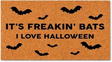 Funny Halloween Bats Doormat: It's Freakakin' Bats,I Love Halloween Bats Welcome picture